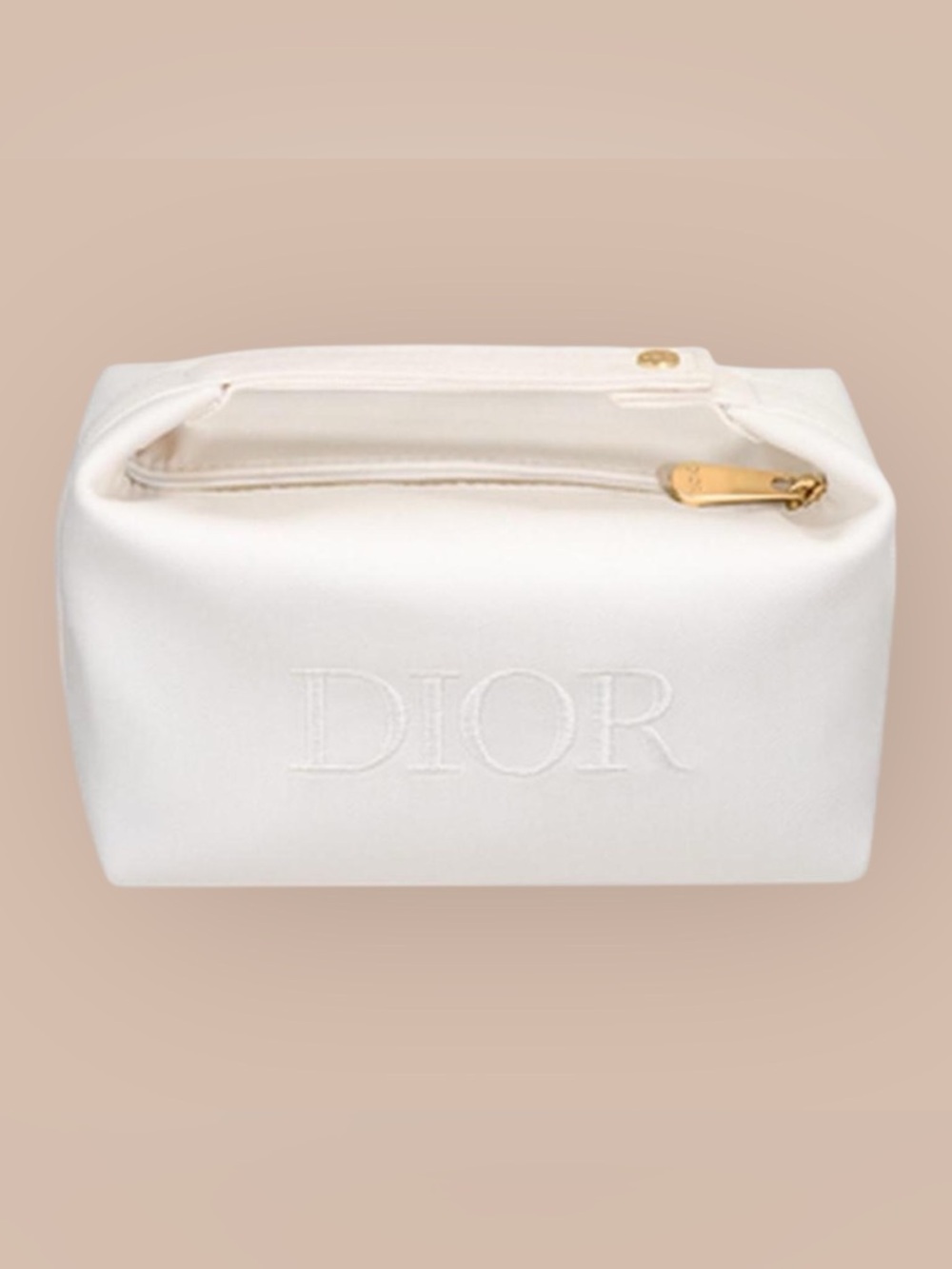 Off-White/Gold Dior Beauty (Top Handle) Cosmetic-Makeup Bag